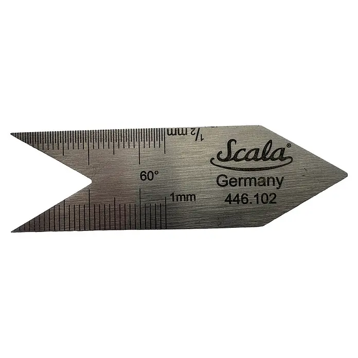 Scala Gewindestahllehre - Länge: 6 cm, Passend für: Metrisches Gewinde 60° - Linke Seitenansicht