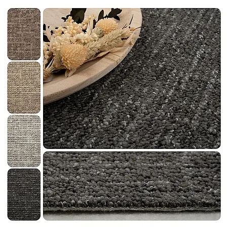 Bricoflor  Teppichboden Meterware 8,5x4m, Schlinge gemustert, anthrazit schwarz