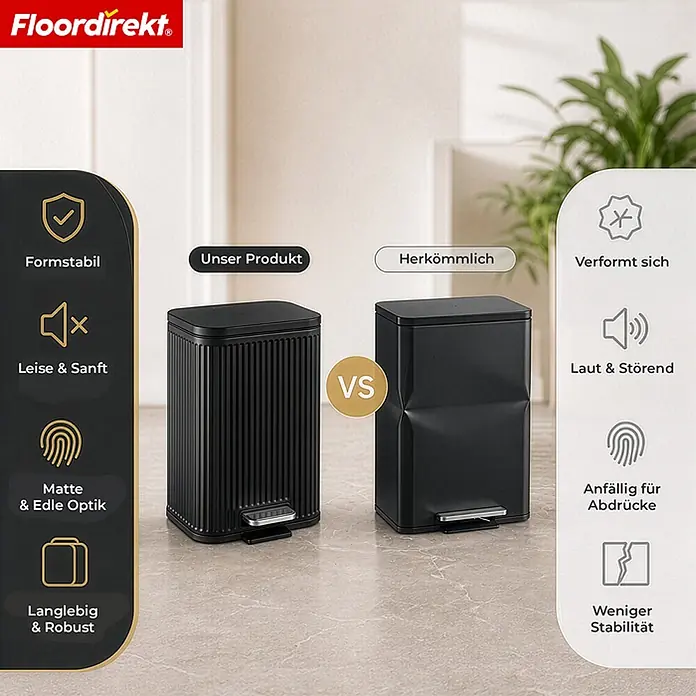 Floordirekt Standard-Mülleimer Miles Schwarz 12 L - 12 l, Metall, Schwarz