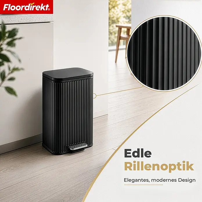 Floordirekt Standard-Mülleimer Miles Schwarz 12 L - 12 l, Metall, Schwarz
