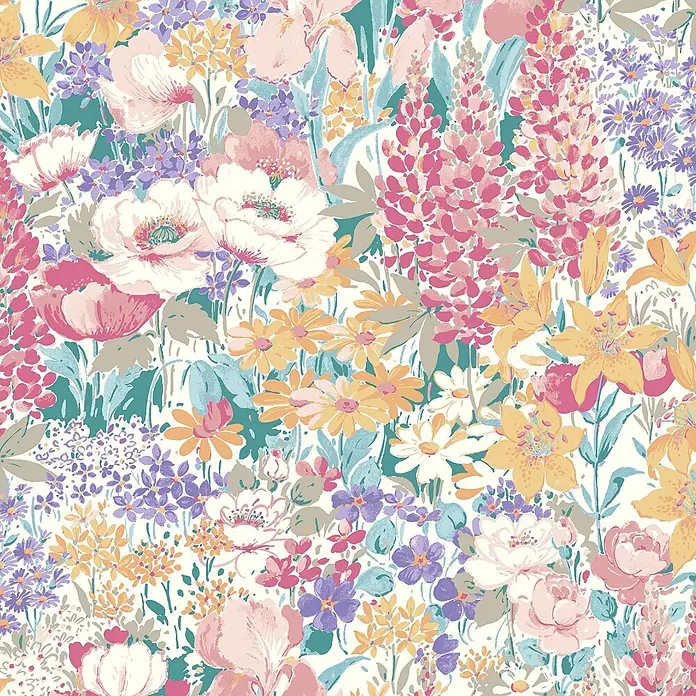 Laura Ashley Vliestapete Vliestapete Everingham Wiese - Mehrfarbig, Floral, 10 x 0,52 m