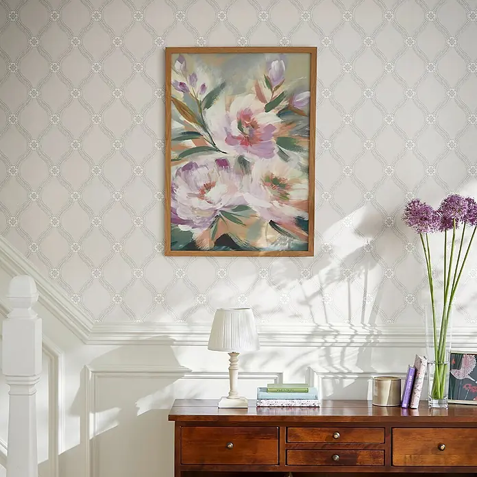 Laura Ashley Vliestapete Vliestapete Landford überstreichbar - Weiß, Grafisch, 10 x 0,52 m