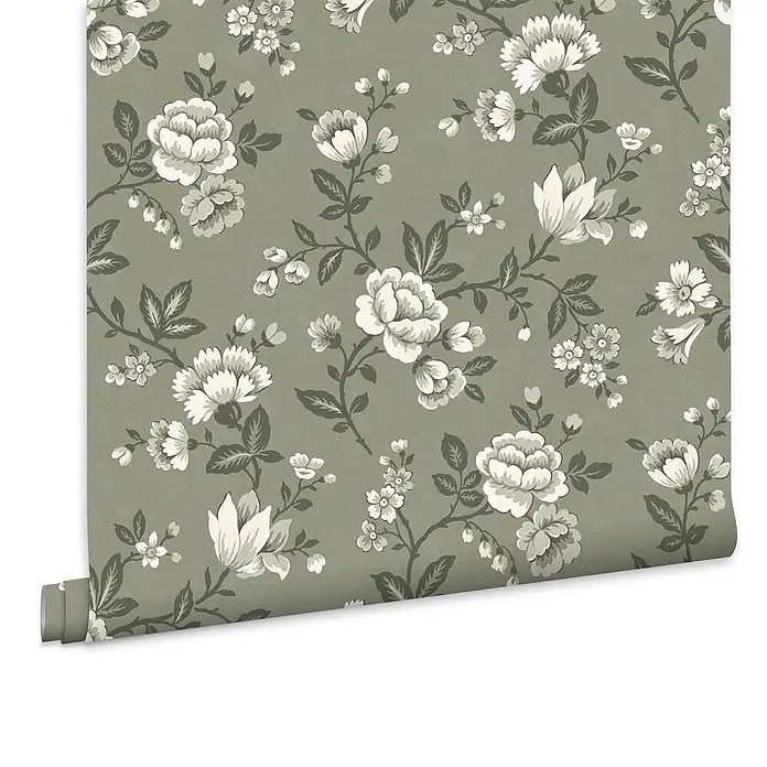 Laura Ashley Vliestapete Vliestapete Bradenbury - Grün, Floral, 10 x 0,52 m