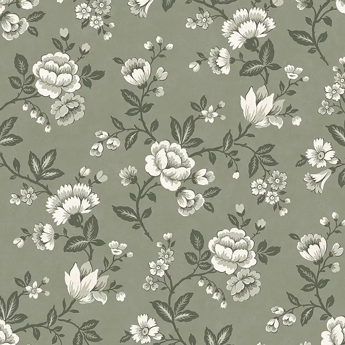 Laura Ashley Vliestapete Vliestapete Bradenbury - Grün, Floral, 10 x 0,52 m