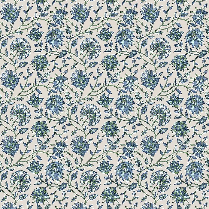 Joules Vliestapete Vliestapete Indienne - Blau/Grün, Floral, 10 x 0,52 m