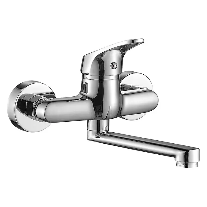 Bad Land Waschtischarmatur ORIS Waschtischarmatur Chrom - Chrom, Glänzend - Glänzender Chrom-Wand-Küchenarmatur mit Einhebelmischer und schwenkbarem Auslauf.