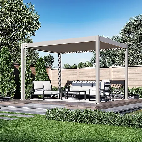 Weide  Pergola Deluxe freistehend Aluminium 3 x 4 m Ivory-Sand