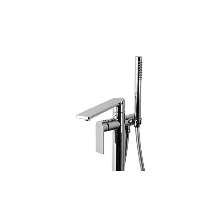 Bad Land Badewannenstandarmatur TRINO freistehende Badewannenarmatur Chrom - Chrom, Matt - Chromfarbene Stand-Badewannenarmatur mit integrierter Handbrause.
