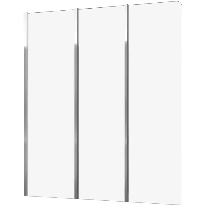 Bad Land Badewannenaufsatz Badewannenaufsatz 3-teilig AGAT 120x140 cm ESG 5 mm Klarglas Silber - 3 Stk., Transparent / Silber