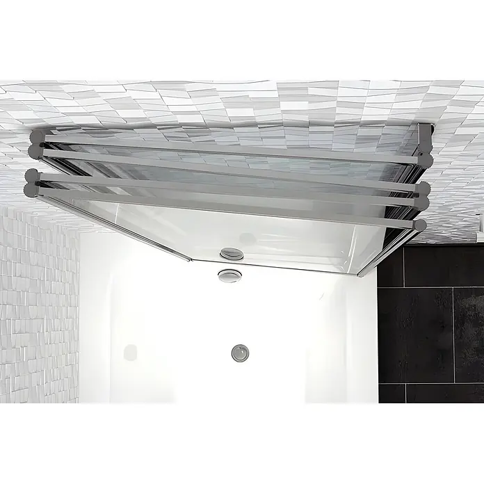 Bad Land Badewannenaufsatz Badewannenaufsatz 5-teilig IDEA 120x140 cm ESG 4 mm Klarglas Silber - 5 Stk., Transparent / Silber