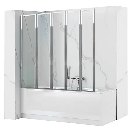 Bad Land  Badewannenaufsatz Badewannenaufsatz 5-teilig IDEA 120x140 cm ESG 4 mm Klarglas Silber