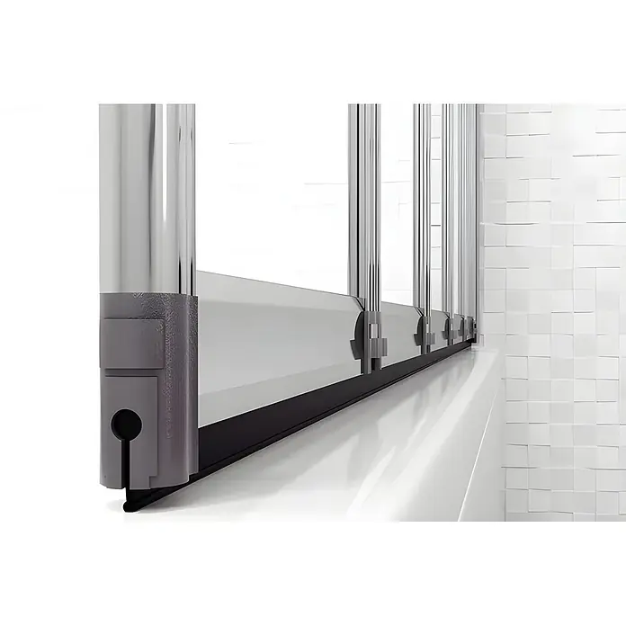 Bad Land Badewannenaufsatz Badewannenaufsatz 5-teilig IDEA 120x140 cm ESG 4 mm Klarglas Silber - 5 Stk., Transparent / Silber