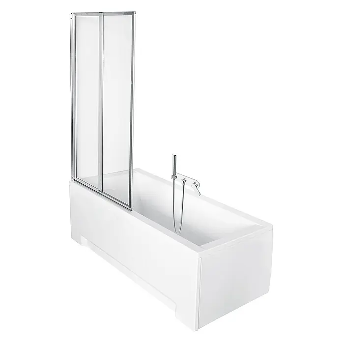 Bad Land Badewannenaufsatz Wannenaufsatz 2-tlg. AMBITION PREMIUM 2 80x140 cm ESG 4 mm Glas Silber - 2 Stk., Transparent / Silber