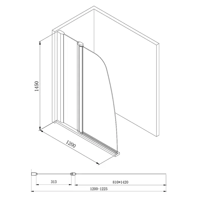 Bad Land Badewannenaufsatz Badewannenaufsatz 2-teilig AVIS 120x145 cm ESG 6 mm Klarglas Silber - 2 Stk., Transparent / Silber