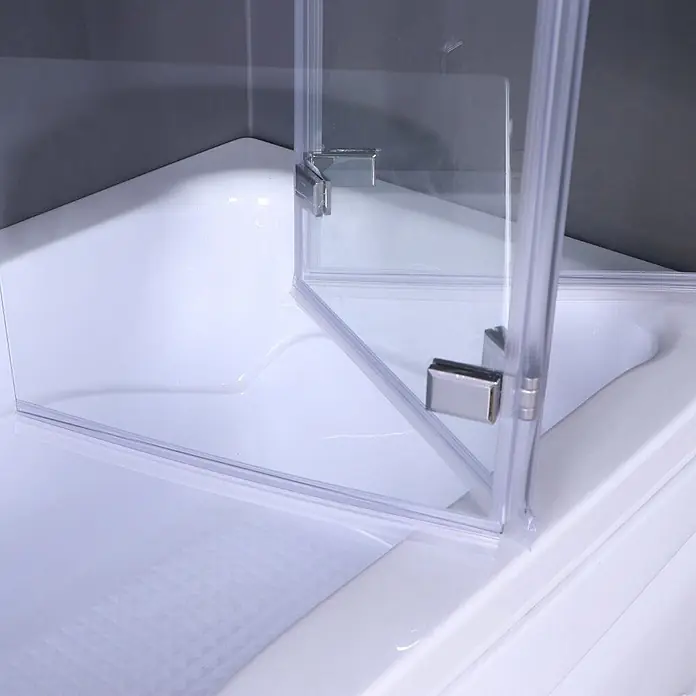 Bad Land Badewannenaufsatz Badewannenaufsatz 3-teilig DS3 120x140 cm ESG 5 mm Klarglas Silber - 3 Stk., Transparent / Silber