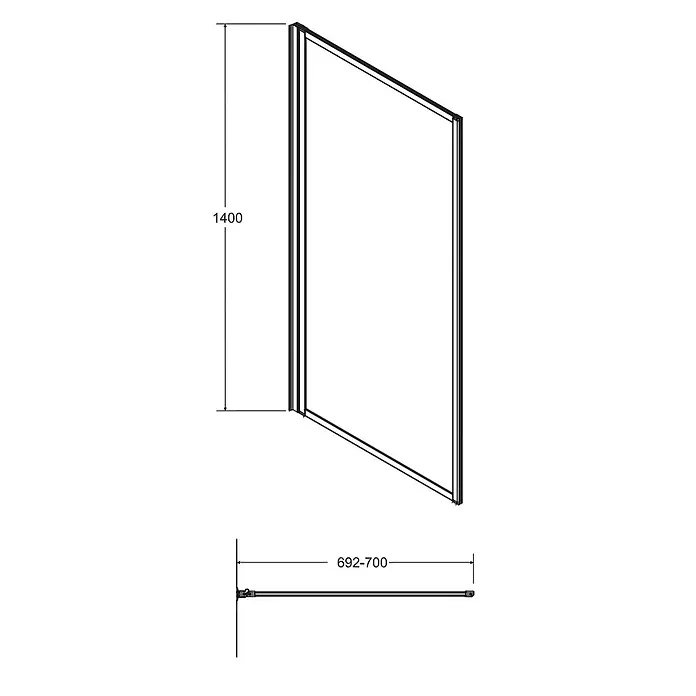 Bad Land Badewannenaufsatz Badewannenaufsatz 1-teilig ENZO 70x140 cm ESG 4 mm Klarglas Schwarz - 1 Stk., Transparent / Schwarz