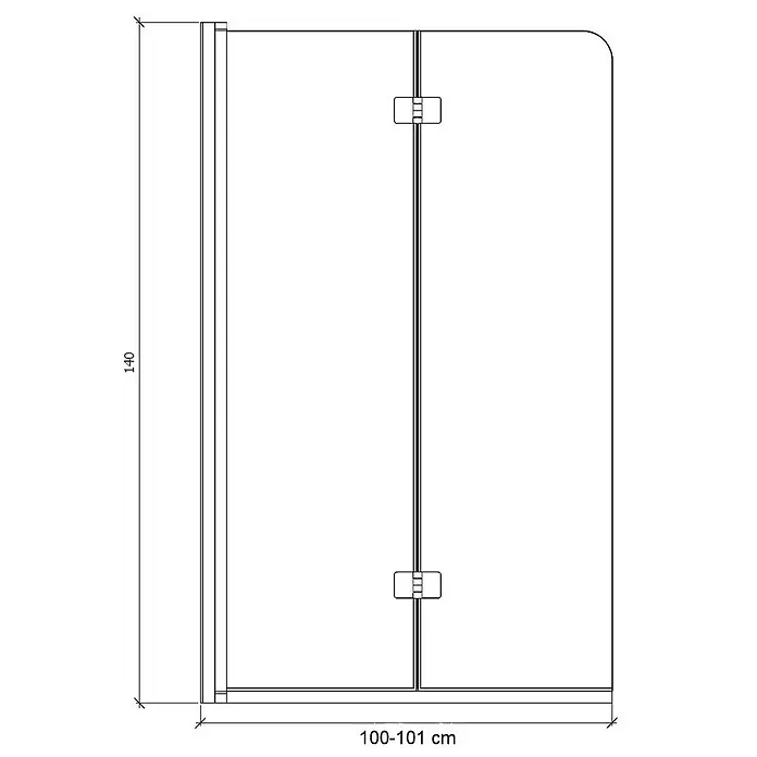 Bad Land Badewannenaufsatz Badewannenaufsatz 2-teilig DS2 100x140 cm ESG 5 mm Klarglas Silber - 2 Stk., Transparent / Silber