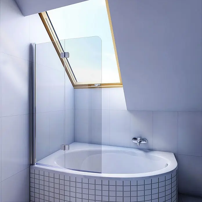 Bad Land Badewannenaufsatz Badewannenaufsatz 2-teilig DS2 100x140 cm ESG 5 mm Klarglas Silber - 2 Stk., Transparent / Silber