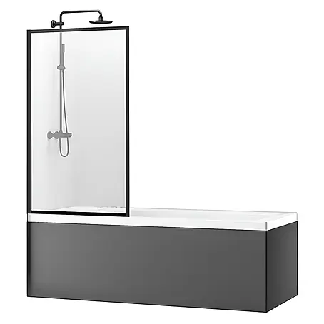 Bad Land  Badewannenaufsatz Badewannenaufsatz 1-teilig LAGOS 80x140 cm ESG 5 mm Klarglas Schwarz