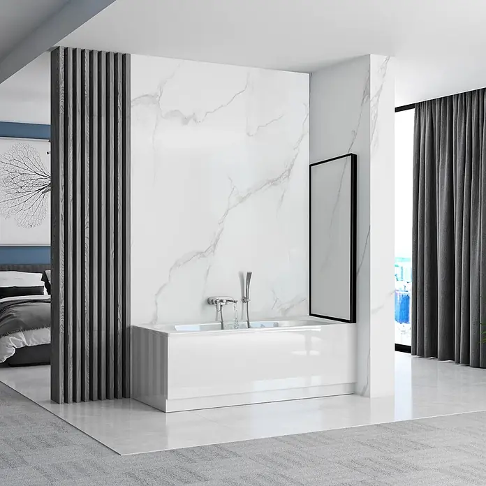 Bad Land Badewannenaufsatz Badewannenaufsatz 1-teilig LAGOS 70x140 cm ESG 5 mm Klarglas Schwarz - 1 Stk., Transparent / Schwarz