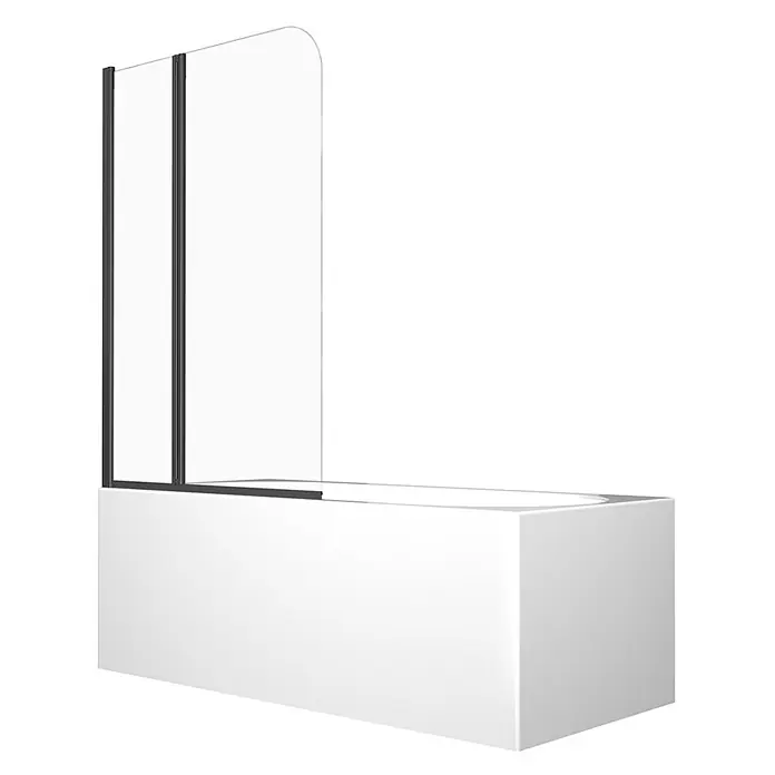 Bad Land Badewannenaufsatz Wannenaufsatz 2-tlg. PRIME BLACK 2 90x140 cm ESG 5 mm Glas Schwarz - 2 Stk., Transparent / Schwarz