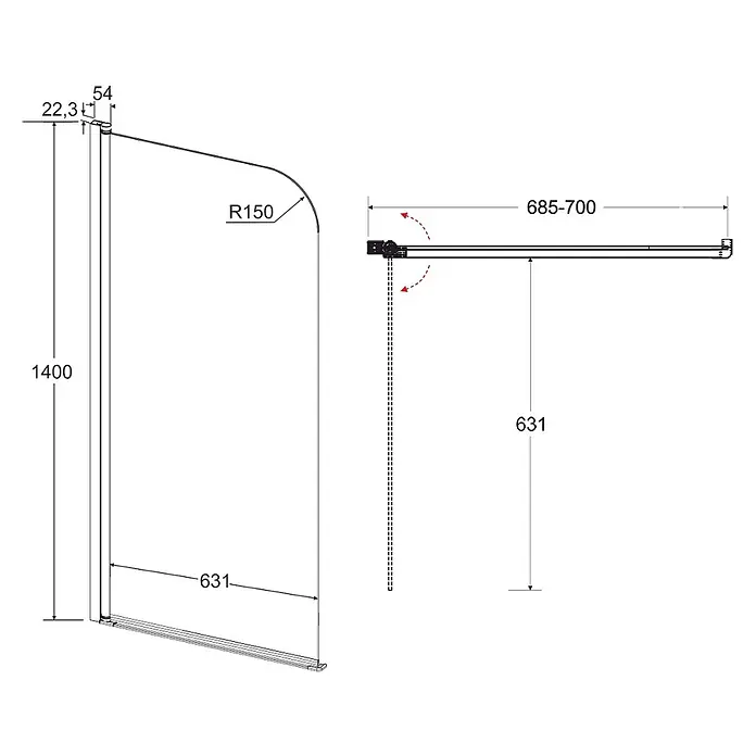 Bad Land Badewannenaufsatz Wannenaufsatz 1-tlg. PRIME BLACK 1 70x140 cm ESG 5 mm Glas Schwarz - 1 Stk., Transparent / Schwarz