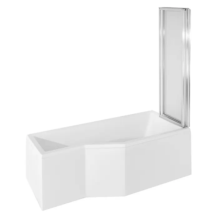 Bad Land Badewannenaufsatz Wannenaufsatz 3-tlg. AMBITION PREMIUM 130x140 cm ESG 4 mm Glas Silber - 3 Stk., Transparent / Silber