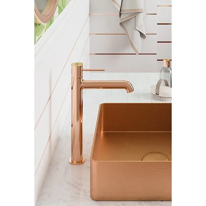 Bad Land Waschtischarmatur POLA hohe Waschtischarmatur Rosegold - Rosegold, Glänzend