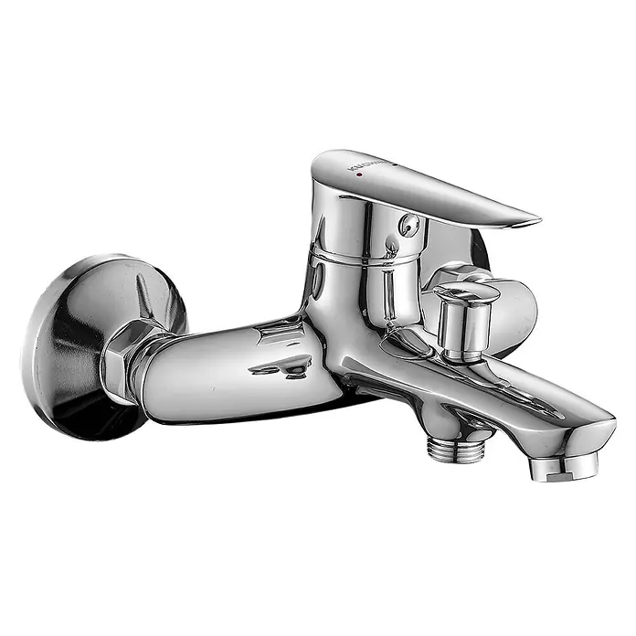 Bad Land Badewannenarmatur CENTO Badewannenarmatur Chrom - Chrom, Glänzend - Glänzende Chrom-Einhebel-Wannen- und Brausearmatur mit Umstellknopf und integriertem Auslauf.