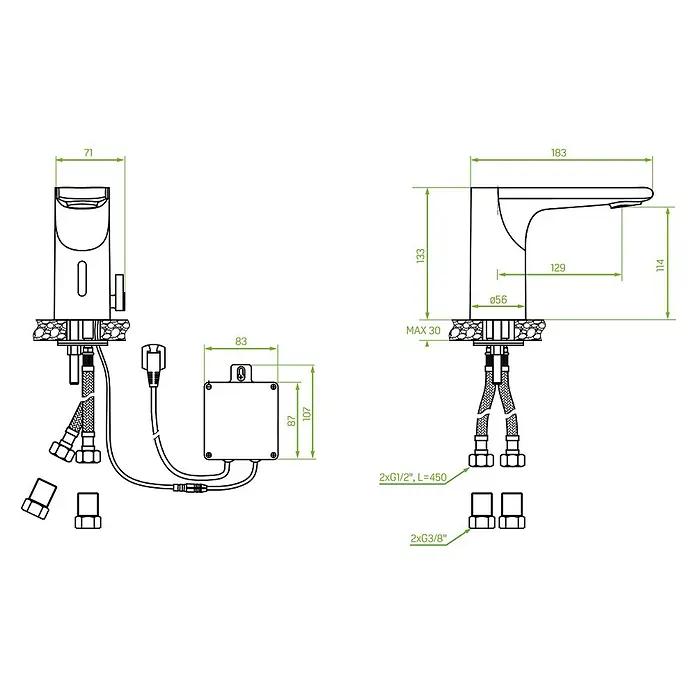 Bad Land Waschtischarmatur PLATO kleine Waschtischarmatur Silber - Silber, Glänzend