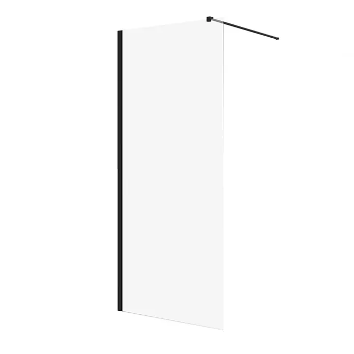 Bad Land Nischendusche KETIL Walk-In Duschwand 100 x 195 cm Schwarz, 8 mm, Transparentglas - Beschichtet, Schwarz, 8 mm