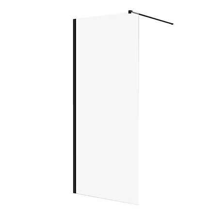Bad Land  Nischendusche KETIL Walk-In Duschwand 140 x 195 cm Schwarz, 8 mm, Transparentglas