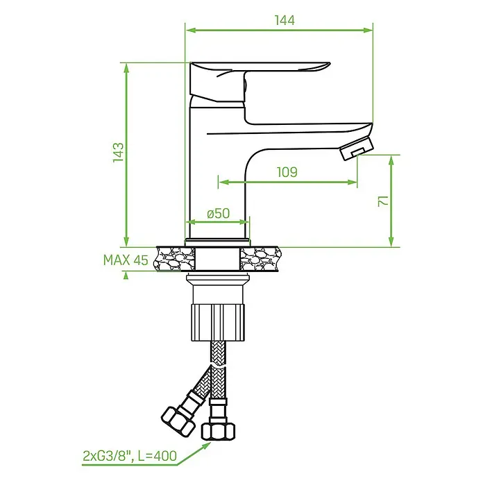 Bad Land Waschtischarmatur APPIA kleine Waschtischarmatur Silber - Silber, Glänzend