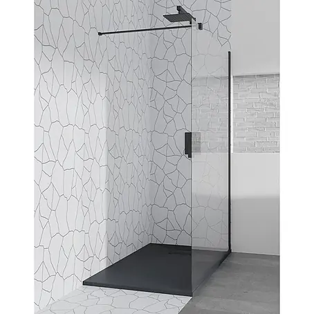 Bad Land  Duschwannen-Set KETIL+VIDAR Walk-In Set 120x195 + 120x90 cm Schwarz