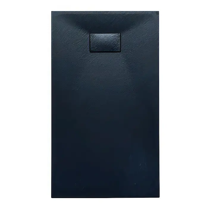 Bad Land Duschwannen-Set KETIL+VIDAR Walk-In Set 100x195 + 100x80 cm Schwarz - Kunststoff, Schwarz