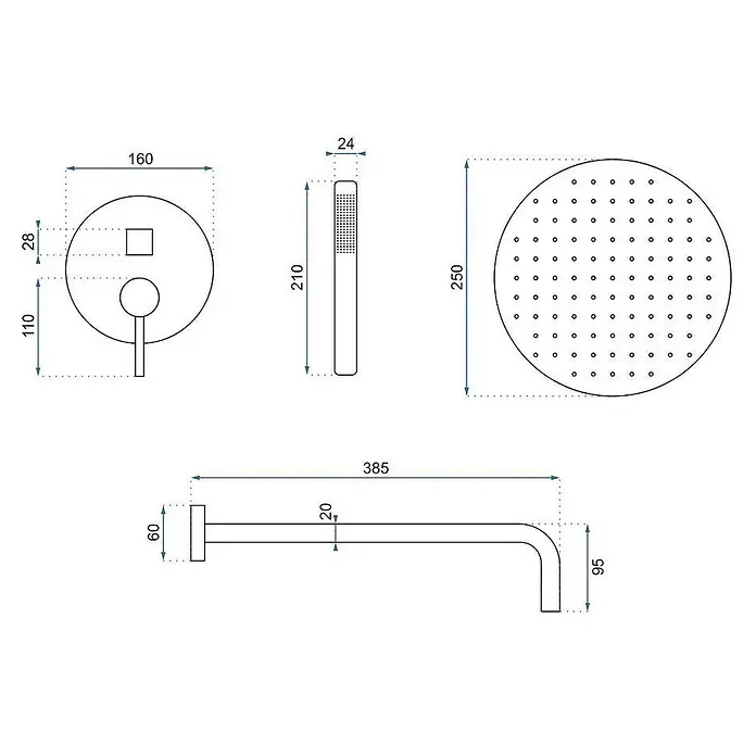 Bad Land UP-Badewannenarmatur LUNGO UP-Badewannenarmatur Set Schwarz Matt Lungo Box - Schwarz, Matt