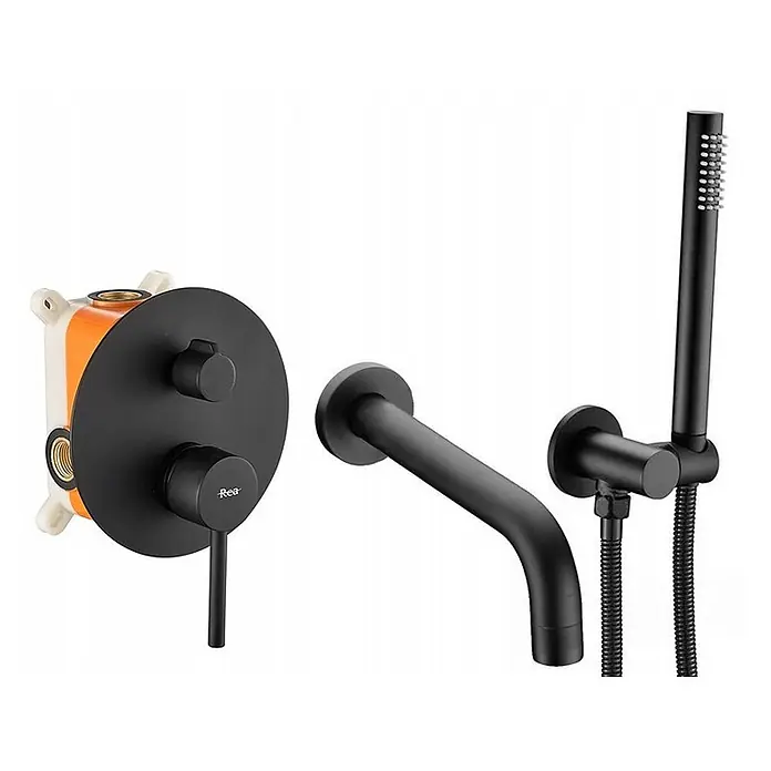Bad Land UP-Badewannenarmatur LUNGO UP-Badewannenarmatur Set Schwarz Matt Lungo Box - Schwarz, Matt