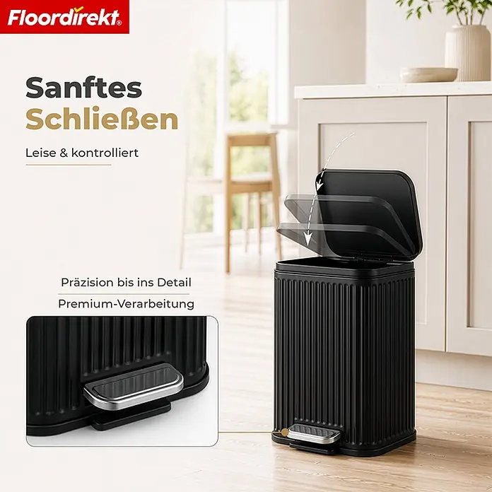 Floordirekt Standard-Mülleimer Miles Schwarz 5 L - 5 l, Metall, Schwarz
