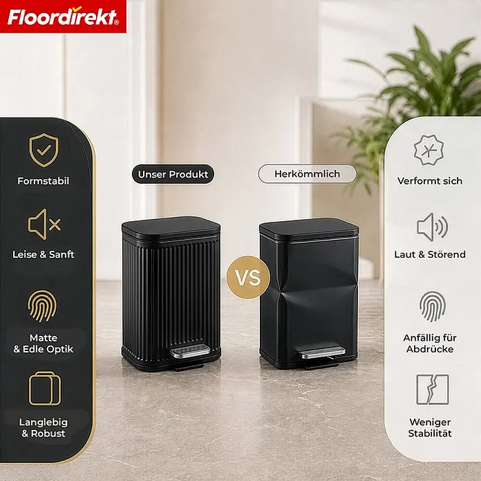 Floordirekt Standard-Mülleimer Miles Schwarz 5 L - 5 l, Metall, Schwarz