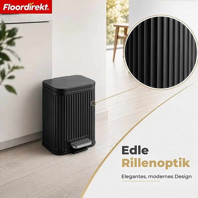 Floordirekt Standard-Mülleimer Miles Schwarz 5 L - 5 l, Metall, Schwarz