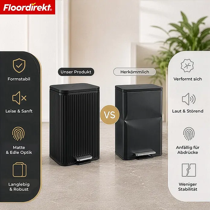 Floordirekt Standard-Mülleimer Miles Schwarz 30 L - 30 l, Metall, Schwarz