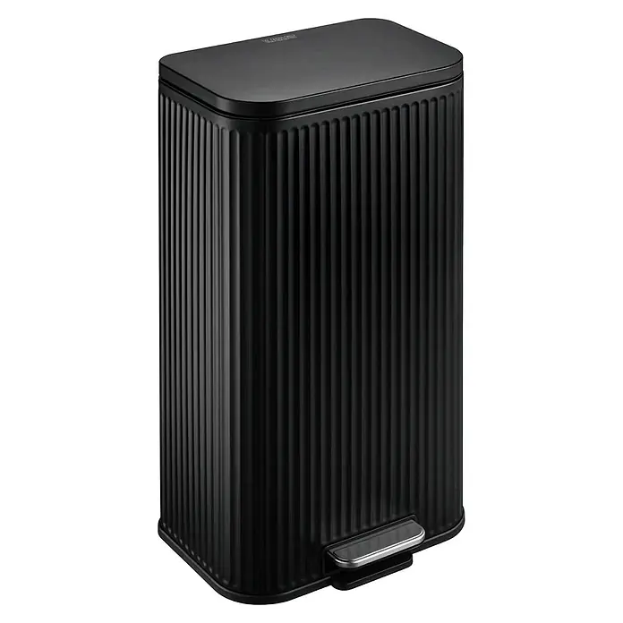 Floordirekt Standard-Mülleimer Miles Schwarz 30 L - 30 l, Metall, Schwarz