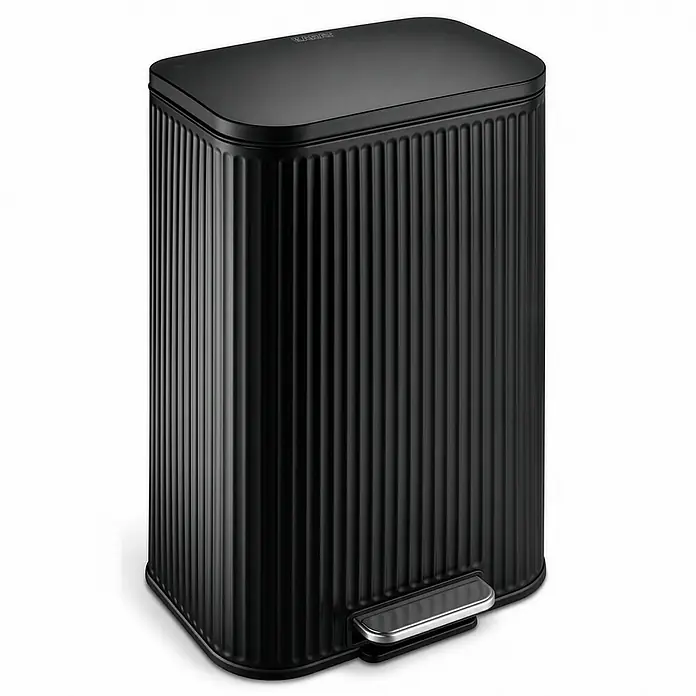 Floordirekt Standard-Mülleimer Miles Schwarz 50 L - 50 l, Metall, Schwarz