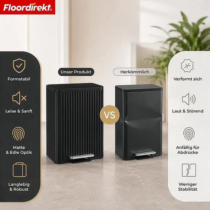 Floordirekt Standard-Mülleimer Miles Schwarz 50 L - 50 l, Metall, Schwarz