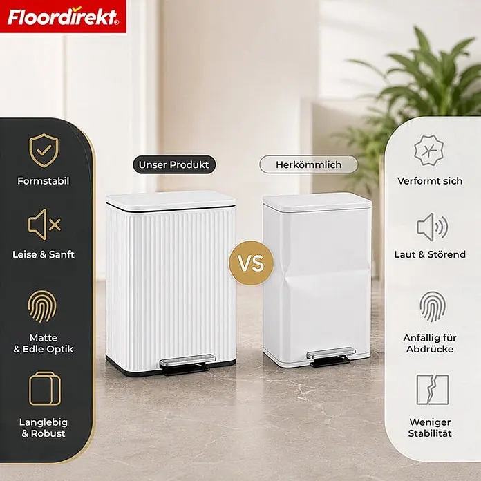 Floordirekt Standard-Mülleimer Miles Weiß 50 L - 50 l, Metall, Weiß