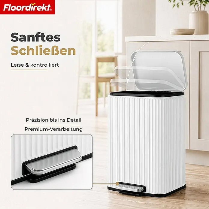 Floordirekt Standard-Mülleimer Miles Weiß 50 L - 50 l, Metall, Weiß