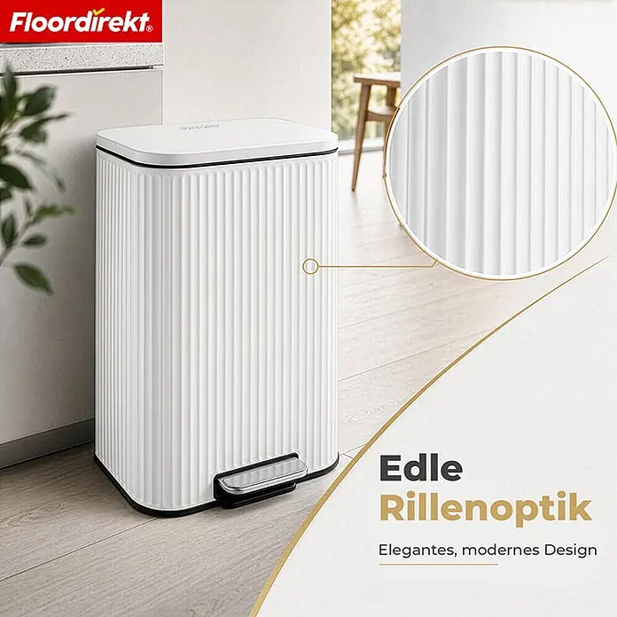 Floordirekt Standard-Mülleimer Miles Weiß 50 L - 50 l, Metall, Weiß