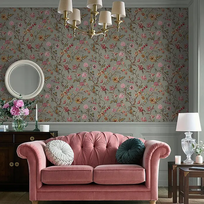 Laura Ashley Vliestapete Vliestapete Lingmell - Grün, Floral, 10 x 0,52 m