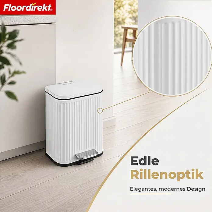 Floordirekt Standard-Mülleimer Miles Weiß 5 L - 5 l, Metall, Weiß