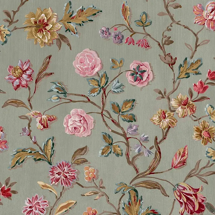 Laura Ashley Vliestapete Vliestapete Lingmell - Grün, Floral, 10 x 0,52 m